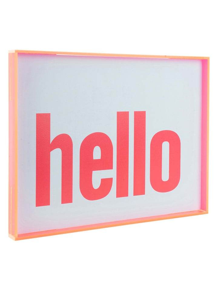 Present Time Druk artystyczny "Hello" w kolorze różowym w ramce - 31 x 41 cm rozmiar: onesize