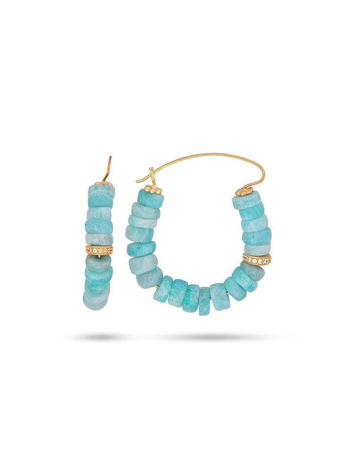 Taboo Pozłacane kolczyki-kreole z kamieniami szlachetnymi rozmiar: onesize