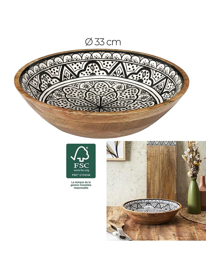 Ethnical Life Miska w kolorze brązowo-biało-czarnym - Ø 33 cm rozmiar: onesize