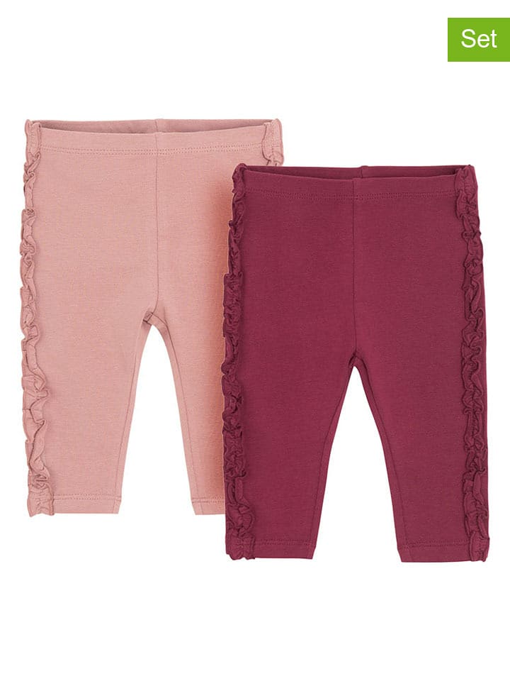 COOL CLUB Legginsy (2 pary) w kolorze jasnoróżowym i bordowym rozmiar: 80