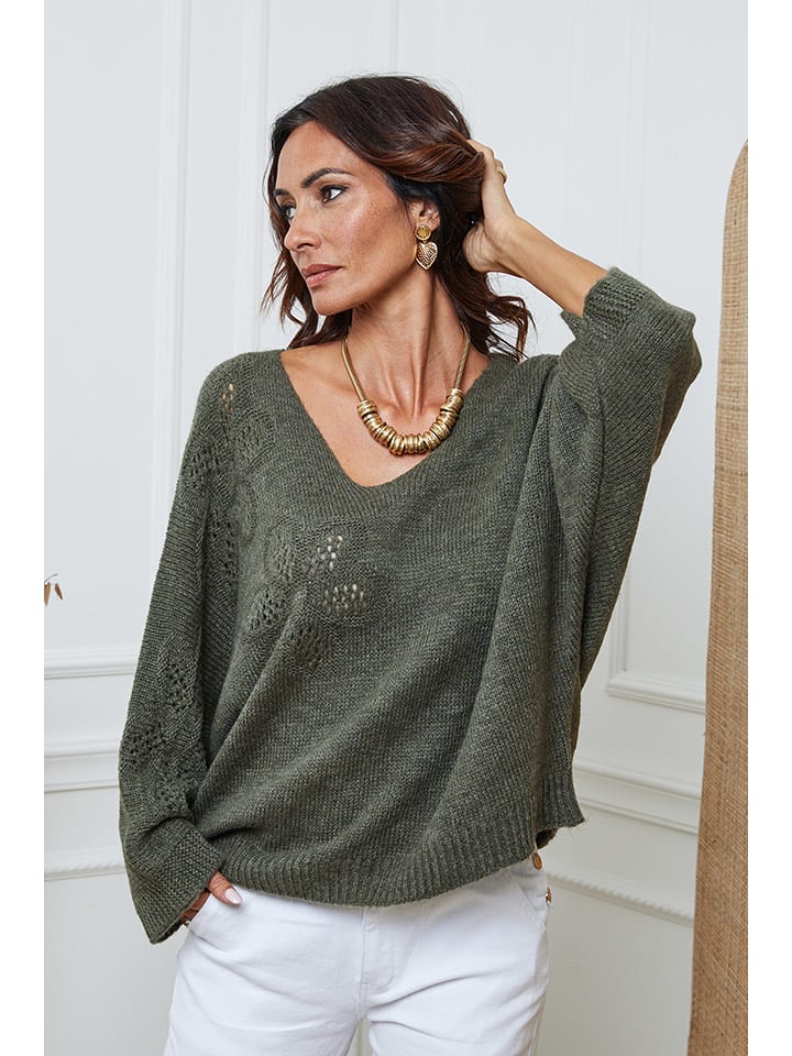 So Cachemire Sweter "Arobaz" w kolorze khaki rozmiar: L