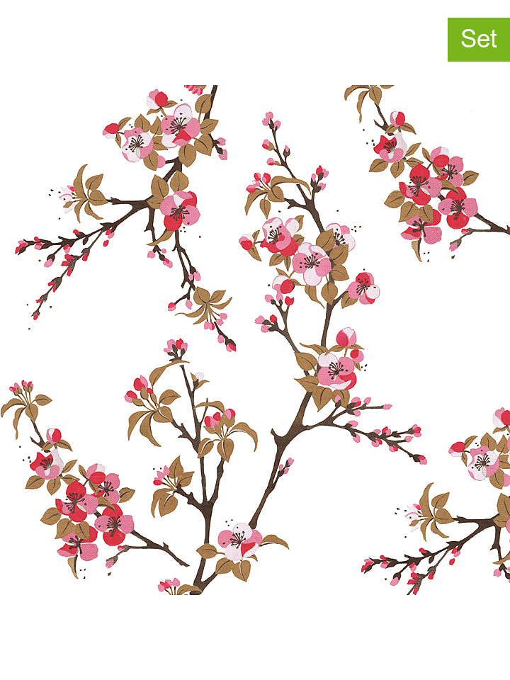 ppd Serwetki (40 szt.) "Fiori Rossi" w kolorze białym ze wzorem rozmiar: onesize