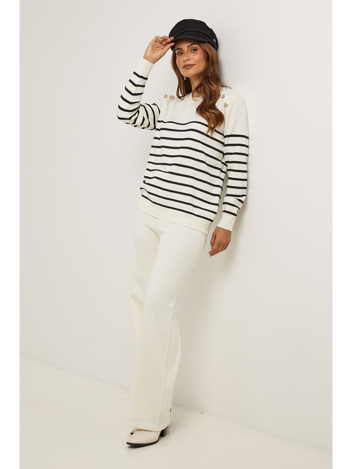 Soft Cashmere Sweter w kolorze kremowo-czarnym rozmiar: 36/38