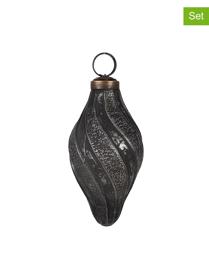 Clayre & Eef Bombki (2 szt.) w kolorze srebrno-czarnym - wys 11 x Ø 6 cm rozmiar: onesize