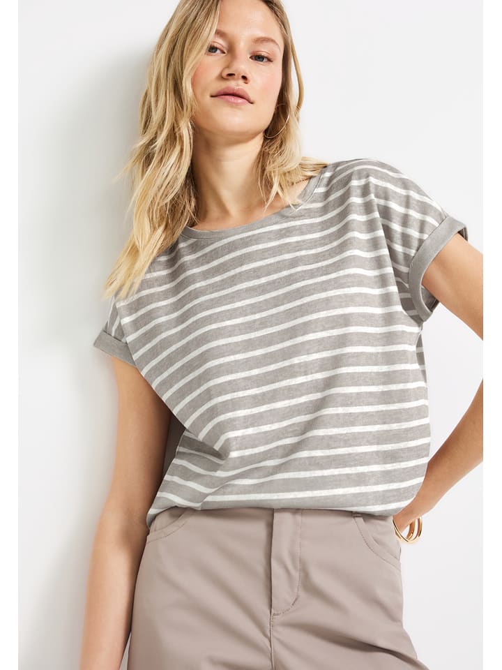 Street One Koszulka w kolorze szaro-białym rozmiar: 38