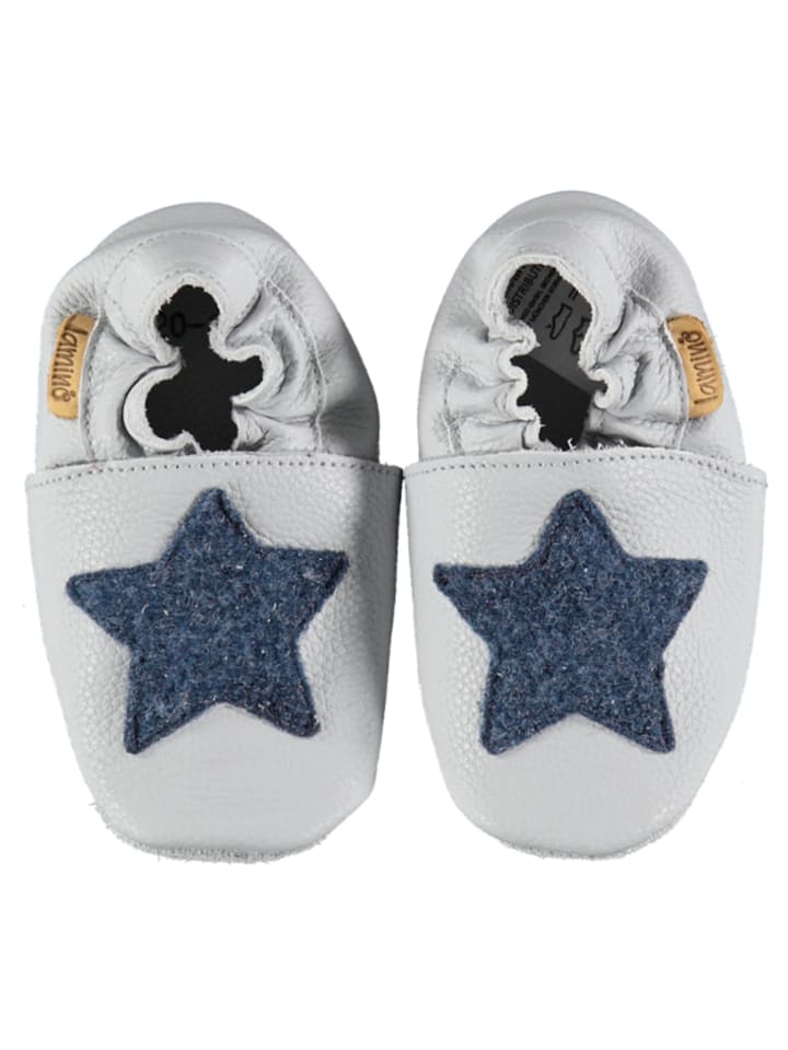 lamino Skórzane buty w kolorze jasnoszaro-granatowym do raczkowania rozmiar: 24/25