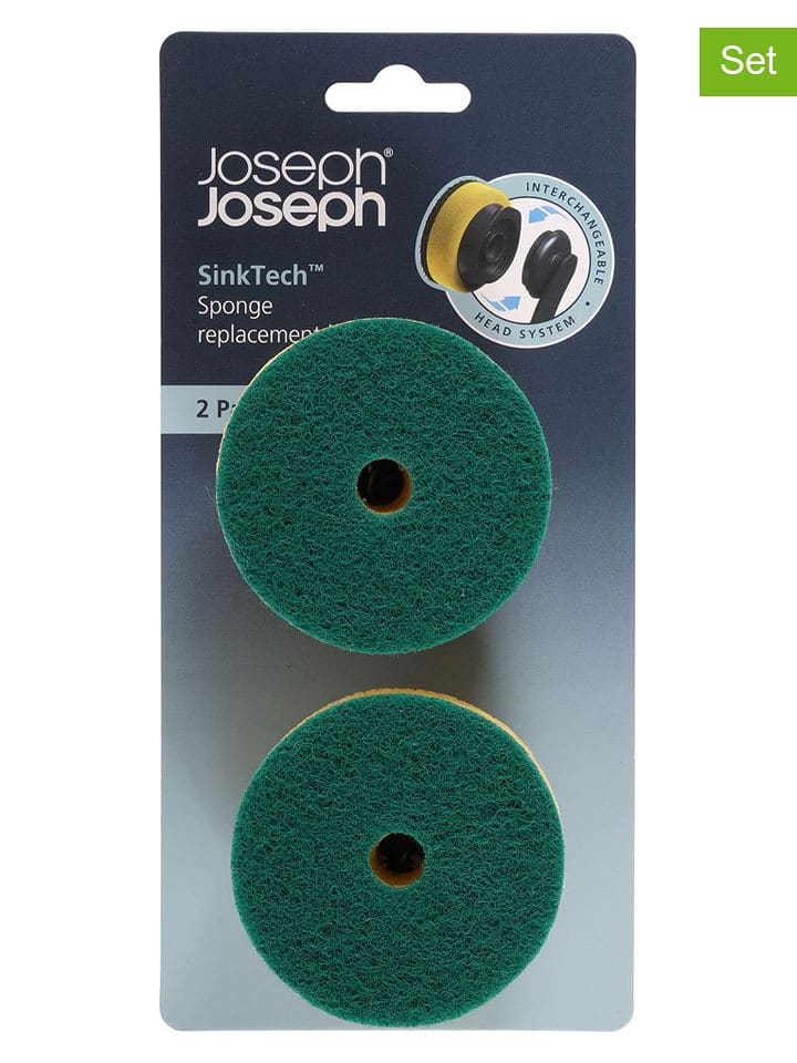 JosephJoseph Wymienne główki gąbkowe (2 szt.) w kolorze zielono-żółtym - Ø 7 cm rozmiar: onesize