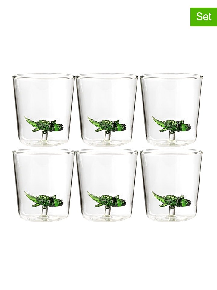 Onlylux Szklanki (6 szt.) "Savana Family" w kolorze zielonym - wys. 9,3 cm rozmiar: onesize
