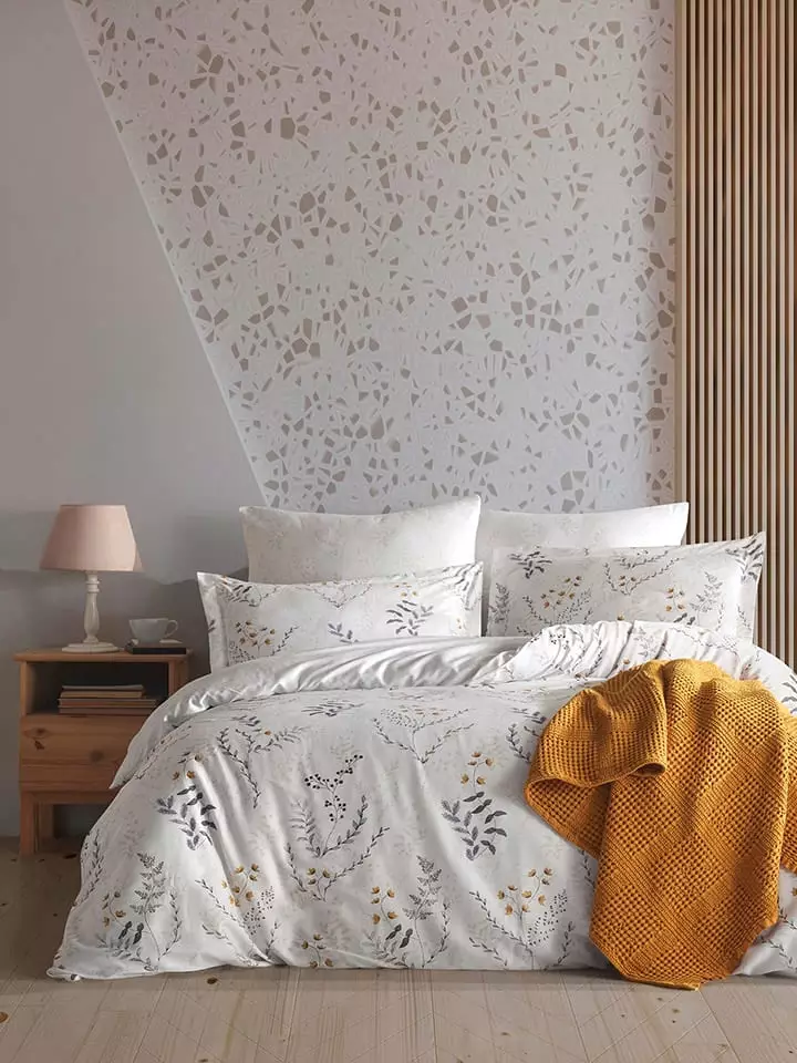 Colourful Cotton Komplet pościeli renforcé "Aqua" w kolorze biało-szaro-pomarańczowym rozmiar: 135x200 cm