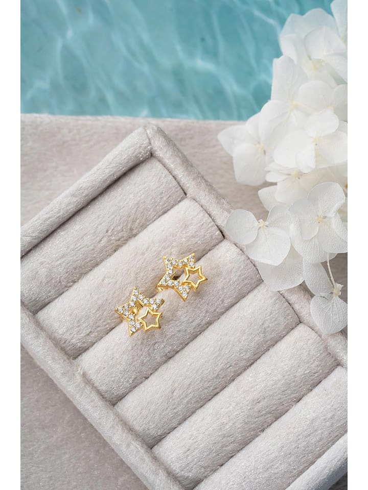 Heliophilia Pozłacane kolczyki-wkrętki z cyrkoniami rozmiar: onesize