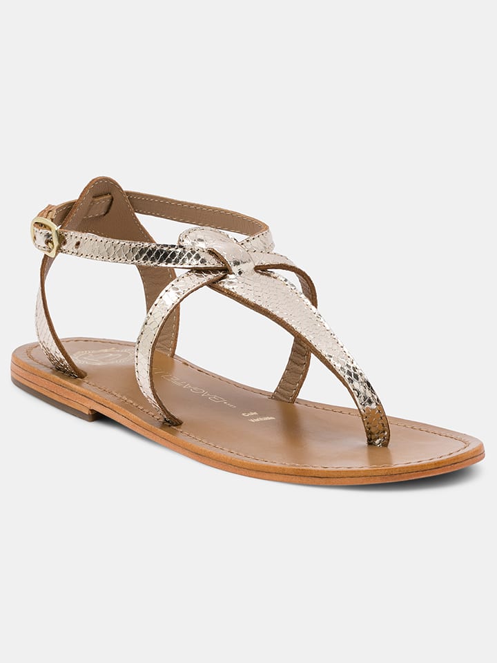 Les BAGATELLES Skórzane japonki "Bulnes" w kolorze złotym rozmiar: 37