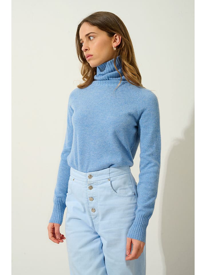 AUTHENTIC CASHMERE Kaszmirowy golf "Cassy" w kolorze błękitnym rozmiar: M