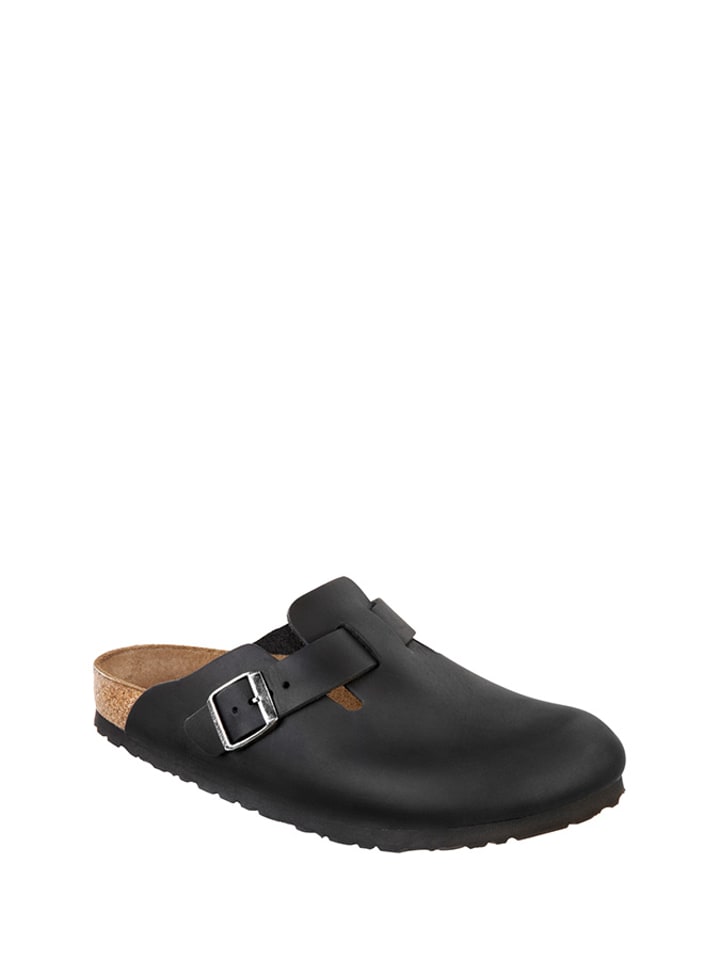 Birkenstock Skórzane chodaki "Boston" w kolorze czarnym rozmiar: 41