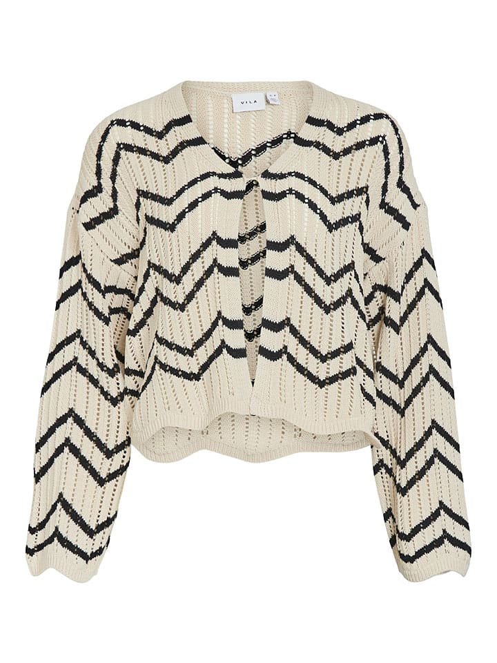 Vila Kardigan "Autra" w kolorze kremowo-czarnym rozmiar: S