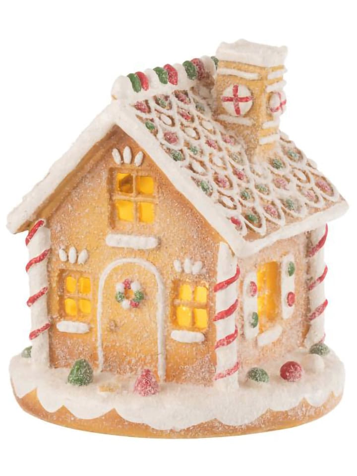 J Line Dekoracja LED "Gingerbread" w kolorze beżowo-białym - wys. 23 x Ø 22 cm rozmiar: onesize