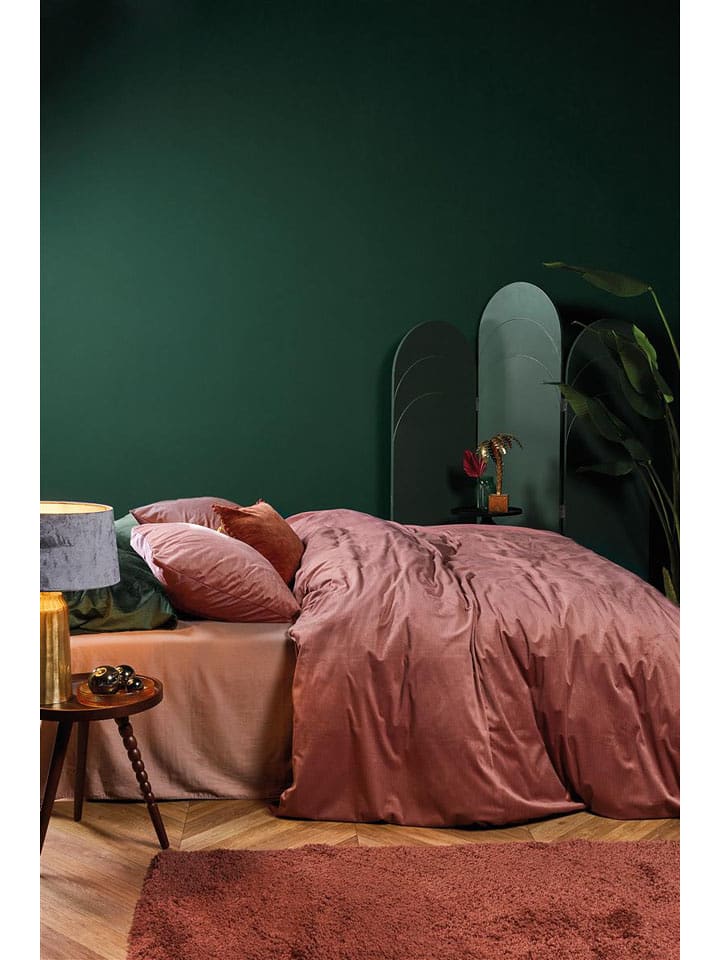 At Home Komplet pościeli sztruksowej "Cosy" w kolorze różowym rozmiar: 155x220 cm