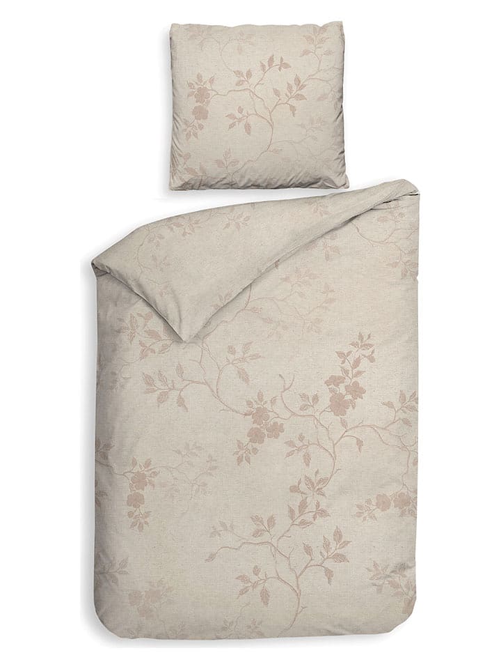 HNL Komplet pościeli twillowej "Yara" w kolorze beżowym rozmiar: 155x220 cm