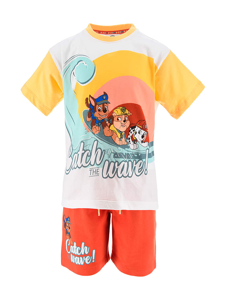 Paw Patrol 2-częściowy zestaw "Psi Patrol" w kolorze biało-żółto-pomarańczowym rozmiar: 98