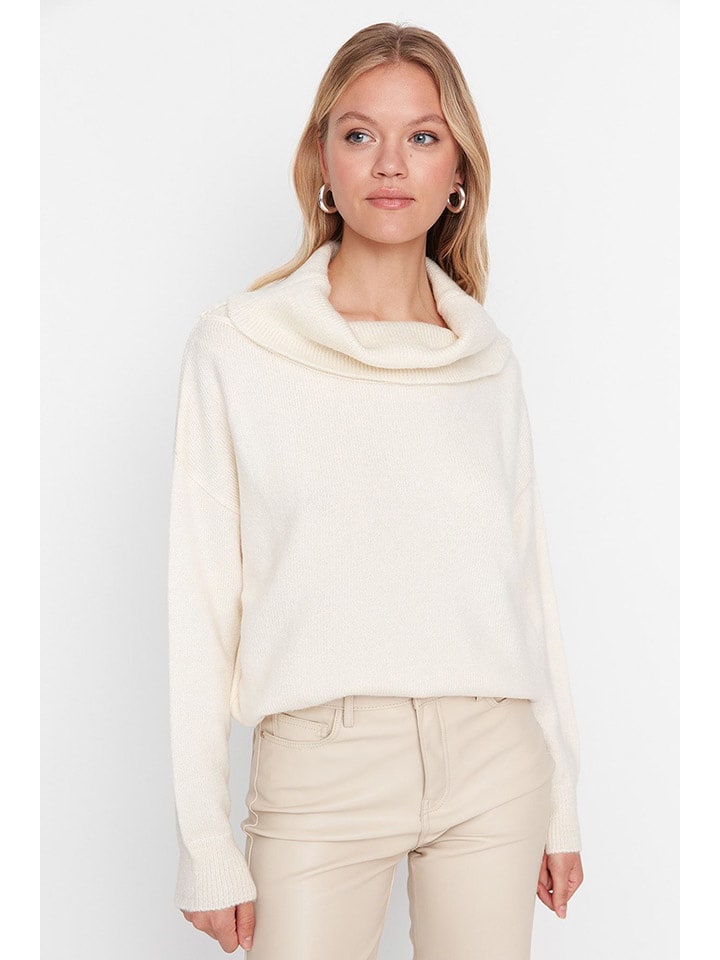 trendyol Sweter w kolorze kremowym rozmiar: S