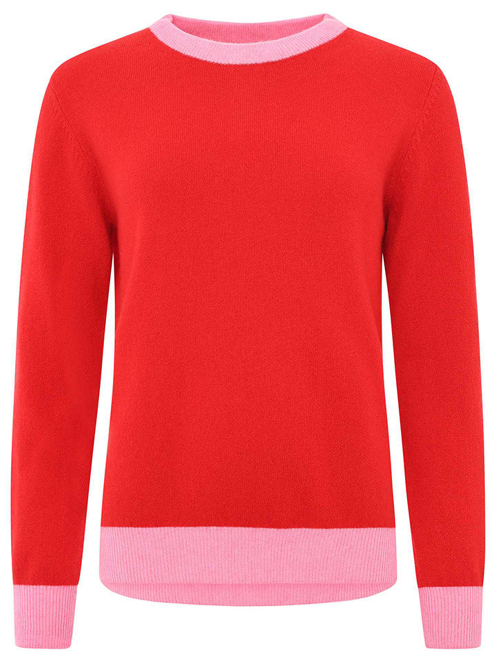 Zwillingsherz Kaszmirowy sweter w kolorze czerwono-jasnoróżowym rozmiar: S
