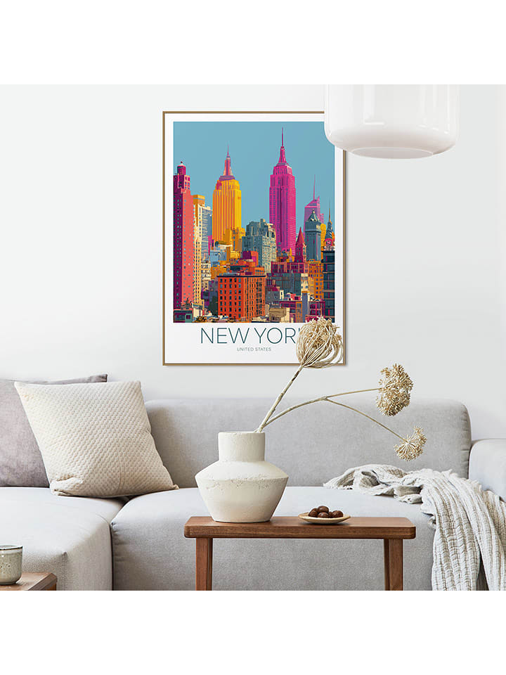 Orangewallz Druk artystyczny "New York Goes Bold" w ramce rozmiar: 50x70 cm