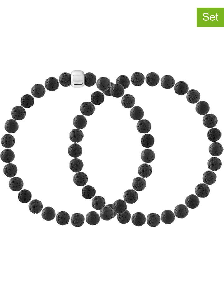 Pearline Bransoletki (2 szt.) z kamieniem lawowym rozmiar: onesize