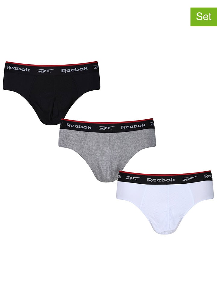 Reebok Slipy (3 pary) "Wiggins" w kolorze czarnym, szarym i białym rozmiar: L