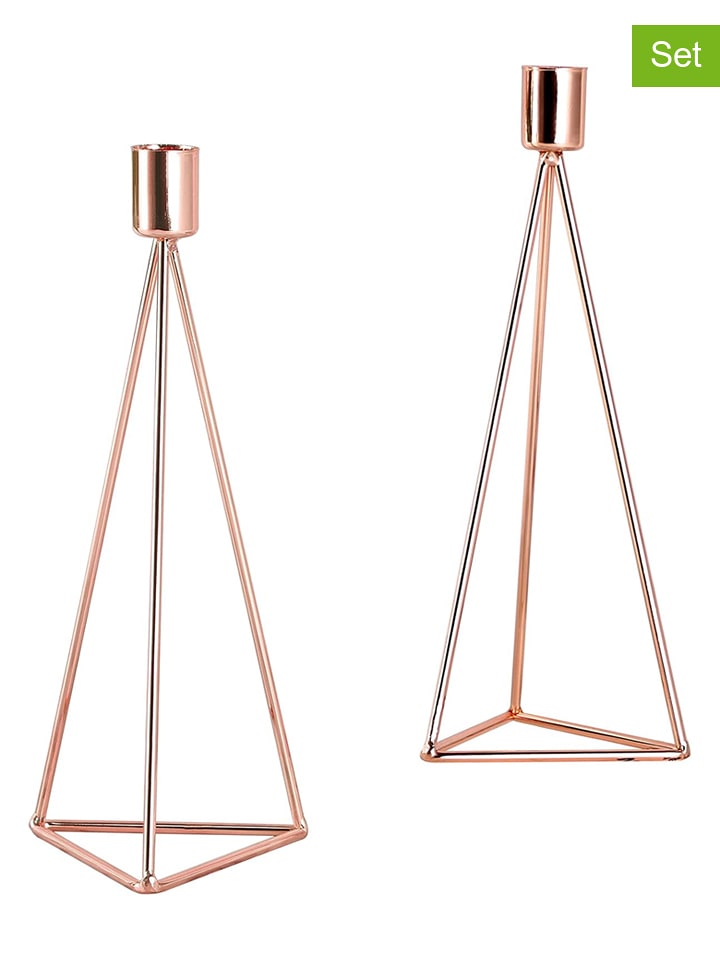 Echtwerk Świeczniki (2 szt.) "Diamond" w kolorze miedzianym - 9,5 x 24,5 x 9,5 cm rozmiar: onesize