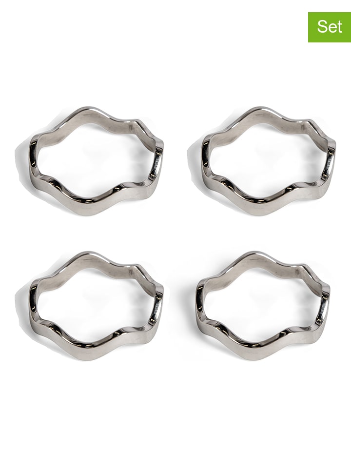 Sagaform Pierścienie (4 szt.) w kolorze srebrnym na serwetki - Ø 5 cm rozmiar: onesize