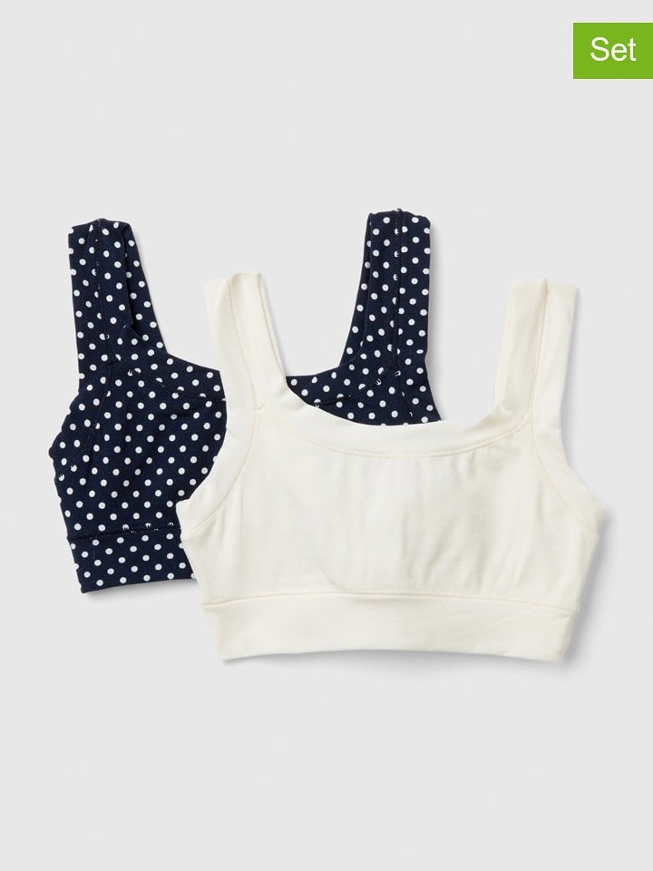 Benetton Topy (2 szt.) w kolorze granatowym i kremowym rozmiar: 150