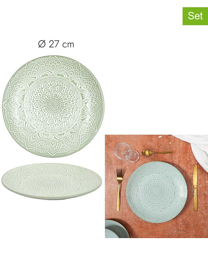 Ethnical Life Talerze obiadowe (6 szt.) "Sahara" w kolorze zielonym - Ø 27 cm rozmiar: onesize