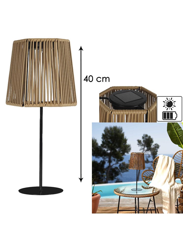 Ethnical Life Solarna lampa LED w kolorze czarno-beżowym - wys. 40 x Ø 19 cm rozmiar: onesize