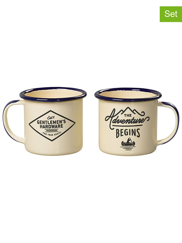 Gentlemen's Hardware Kubki (2 szt.) w kolorze kremowo-czarnym do espresso - 150 ml rozmiar: onesize