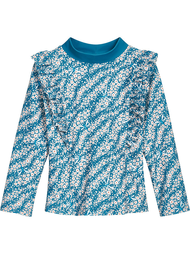 Playshoes Koszulka kąpielowa "Flowers" w kolorze niebieskim rozmiar: 110/116