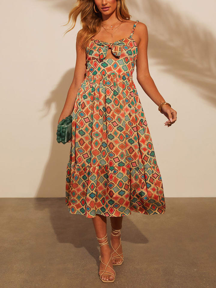 Milan Kiss Sukienka w kolorze beżowo-zielono-pomarańczowym rozmiar: M