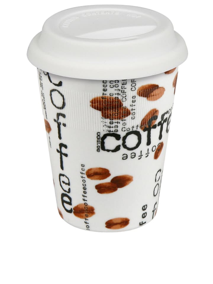 Könitz Kubek To-Go "Coffee Collage" w kolorze biało-brązowym - 380 ml rozmiar: onesize