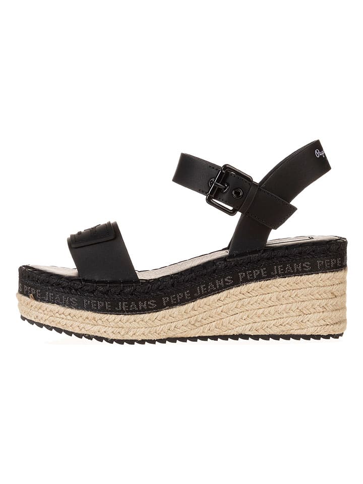 Pepe Jeans FOOTWEAR Sandały w kolorze czarnym na koturnie rozmiar: 38