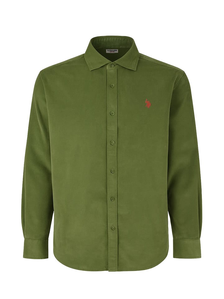 U.S. Polo Assn. Sztruksowa koszula - Regular fit - w kolorze oliwkowym rozmiar: 3XL