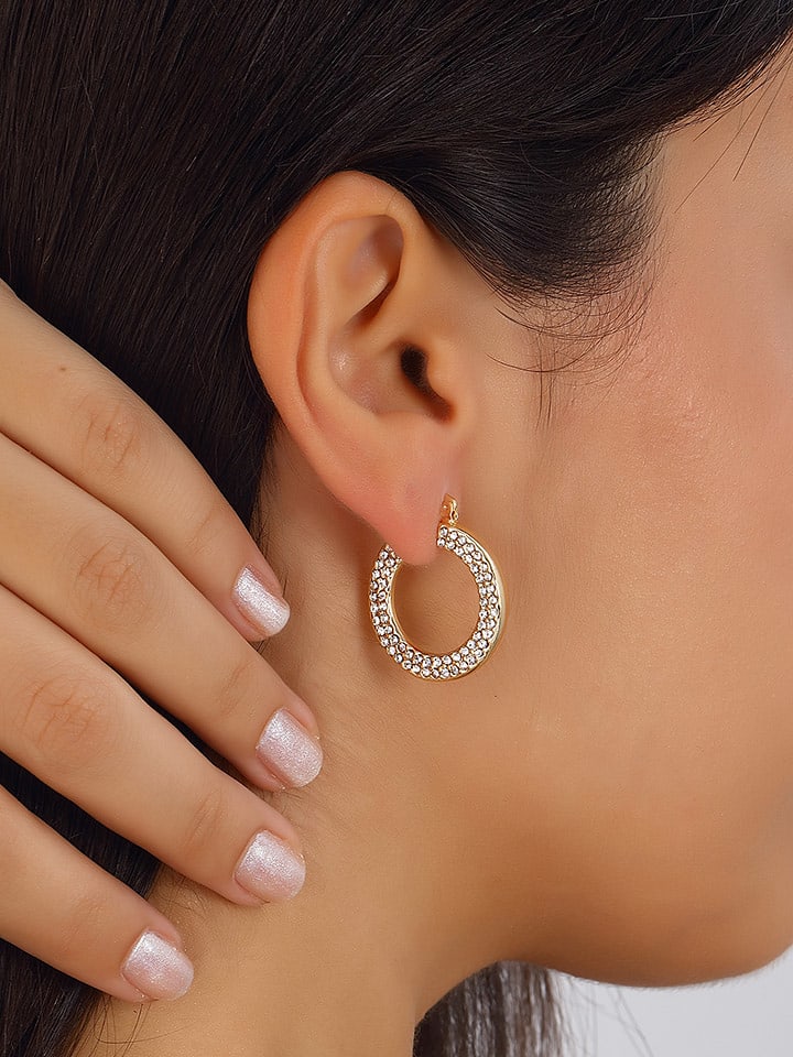 Nakkash Pozłacane kolczyki-kreole z cyrkoniami rozmiar: onesize