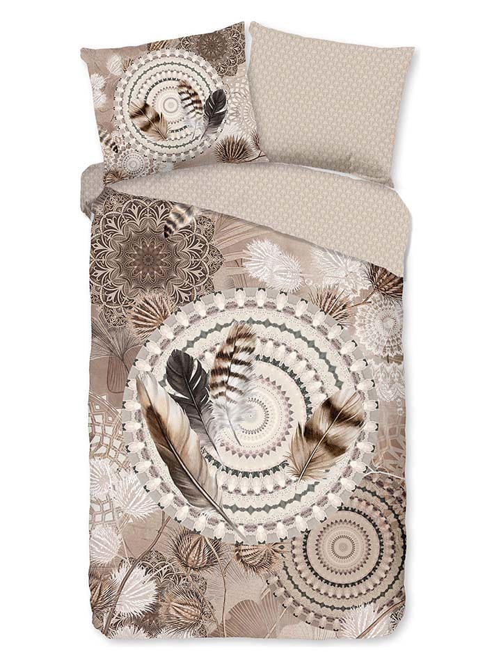 Good Morning Komplet pościeli flanelowej "Ringhda" w kolorze szarobrązowym rozmiar: 155x220 cm