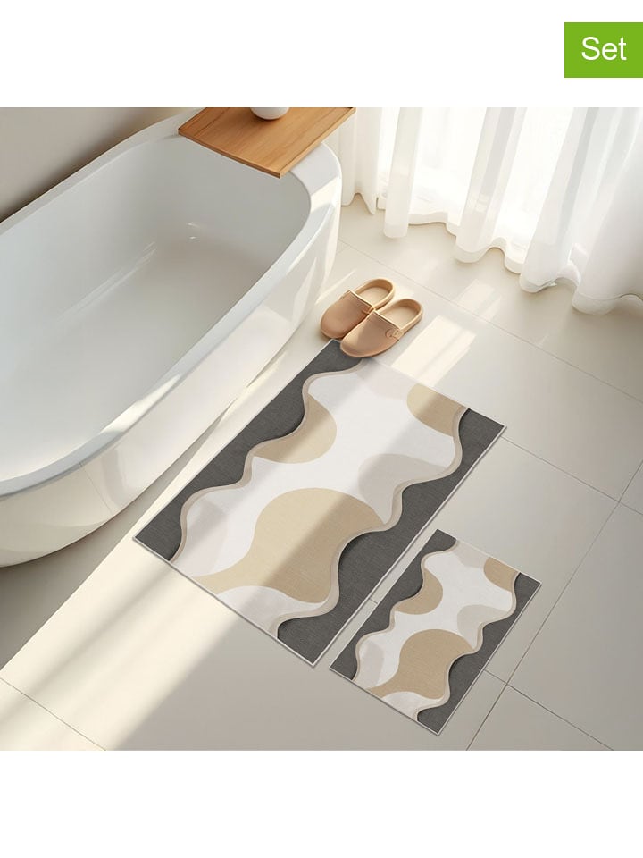 Mijolnir Dywaniki łazienkowe (2 szt.) w kolorze beżowo-szaro-białym rozmiar: onesize