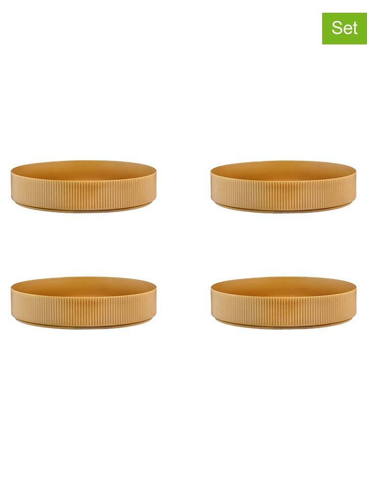 Björn Talerze głębokie (4 szt.) "Scandi" w kolorze musztardowym - Ø 21,5 cm rozmiar: onesize