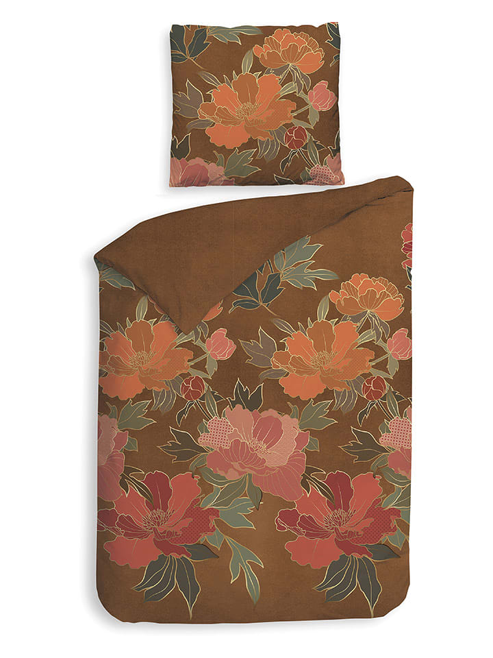 HNL Komplet pościeli flanelowej "Francesco" w kolorze pomarańczowo-jasnobrązowym rozmiar: 260x220 cm