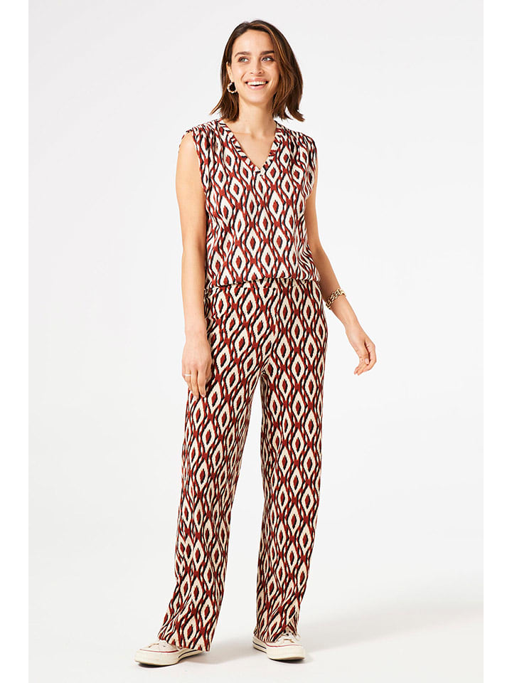 Garcia Top w kolorze czerwono-kremowo-brązowym rozmiar: M