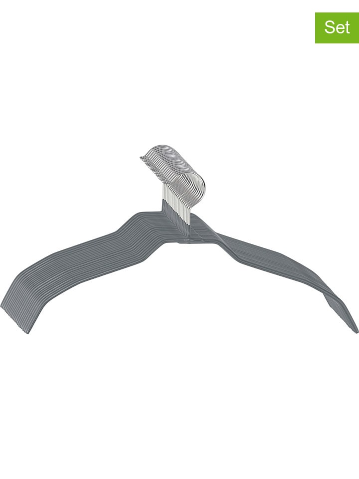 Wenko Wieszaki (20 szt.) "Alessia" w kolorze szarym na ubrania - 41 x 21,5 x 0,5 cm rozmiar: onesize