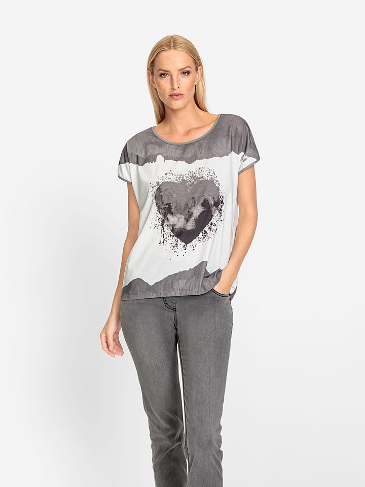 Heine Koszulka w kolorze szaro-białym rozmiar: 46