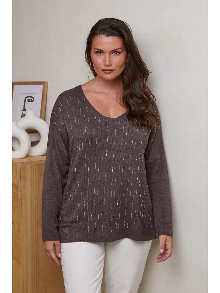 Curvy Lady Sweter w kolorze ciemnobrązowym rozmiar: 44/46