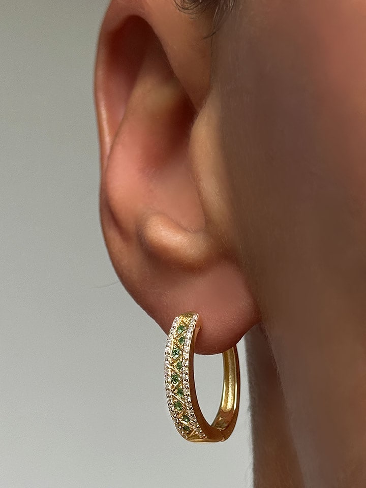 DI GIORGIO Pozłacane kolczyki-kreole z cyrkoniami rozmiar: onesize