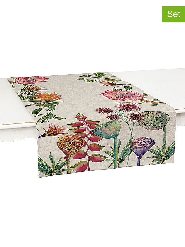 Madre Selva Bieżniki (2 szt.) w kolorze beżowym ze wzorem - 150 x 50 cm rozmiar: onesize