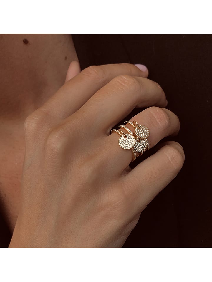 Eclat d'Argent Pozłacany pierścionek z cyrkoniami rozmiar: 52